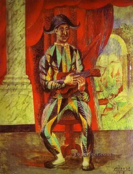 Harlequin with a Guitar 1917 Pablo Picasso Oil Paintings